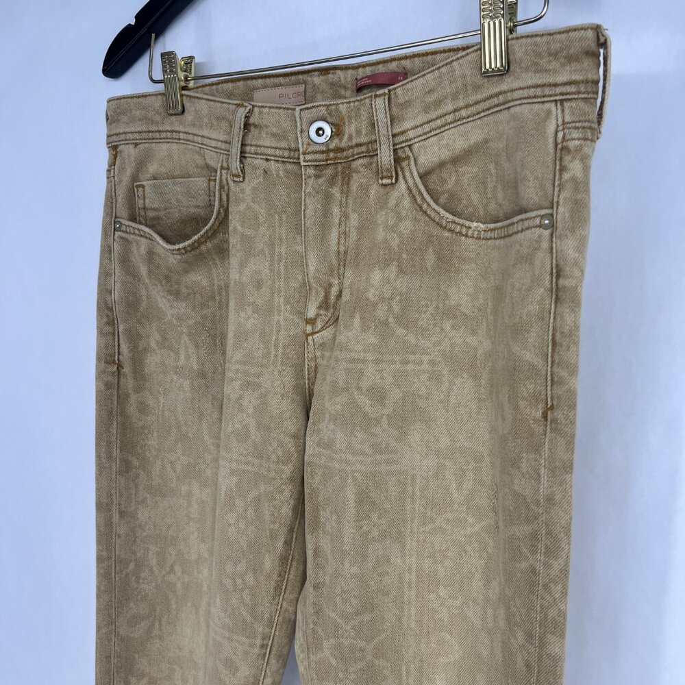 Pilcro  Anthropologie Tan Damask Print Slim Boyfriend Jeans Size 29 - Picture 3 of 14